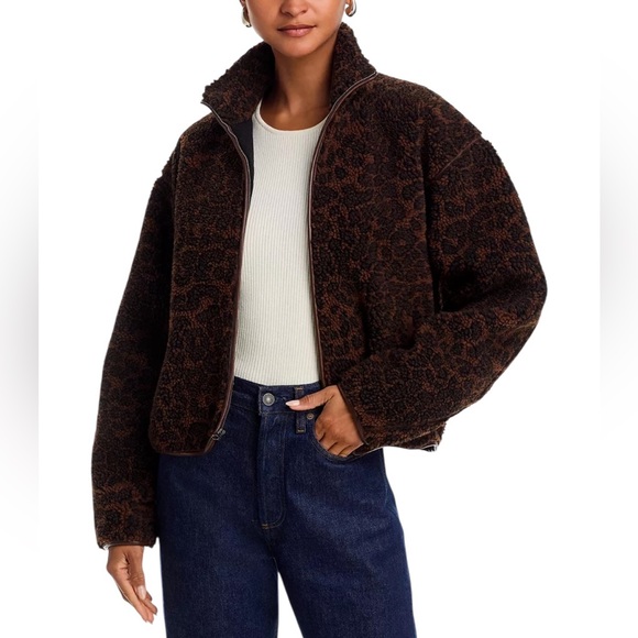 rag & bone Jackets & Blazers - Rag & Bone Sun Sherpa Zip Up Leopard Jacket